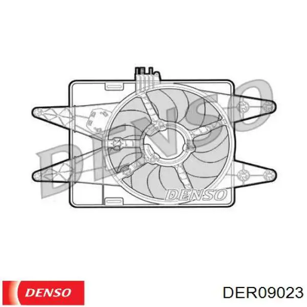 DER09023 Denso диффузор радиатора охлаждения, в сборе с мотором и крыльчаткой