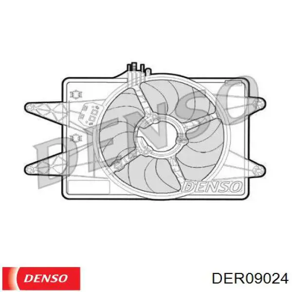 DER09024 Denso диффузор радиатора охлаждения, в сборе с мотором и крыльчаткой