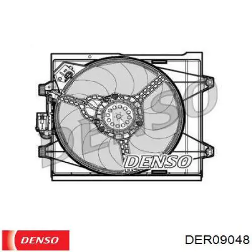DER09048 Denso диффузор радиатора охлаждения, в сборе с мотором и крыльчаткой