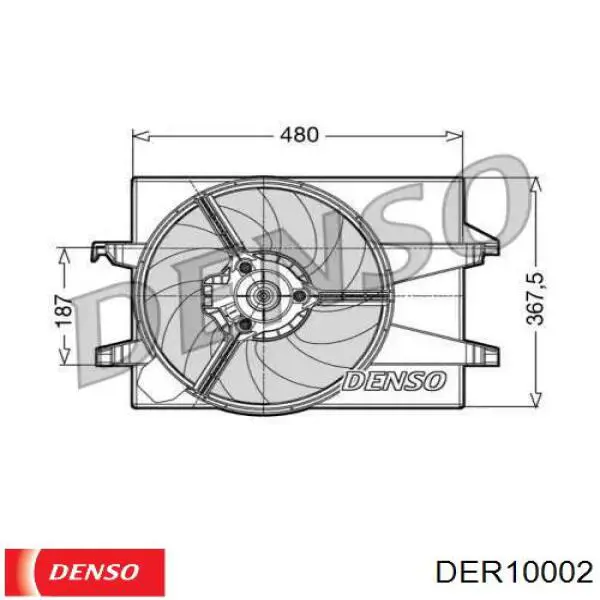 DER10002 Denso диффузор радиатора охлаждения, в сборе с мотором и крыльчаткой