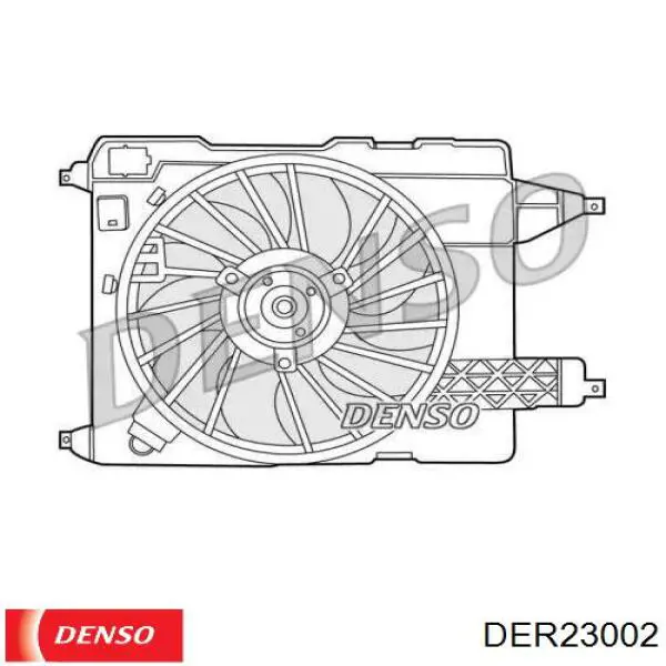 DER23002 Denso диффузор радиатора охлаждения, в сборе с мотором и крыльчаткой
