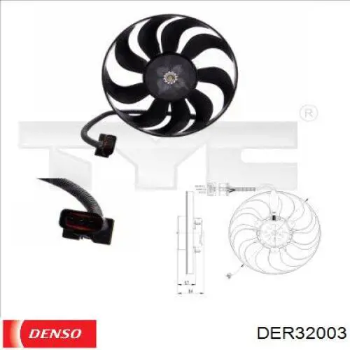 Электровентилятор охлаждения в сборе (мотор+крыльчатка) правый Denso DER32003 цена, от 43.03 USD