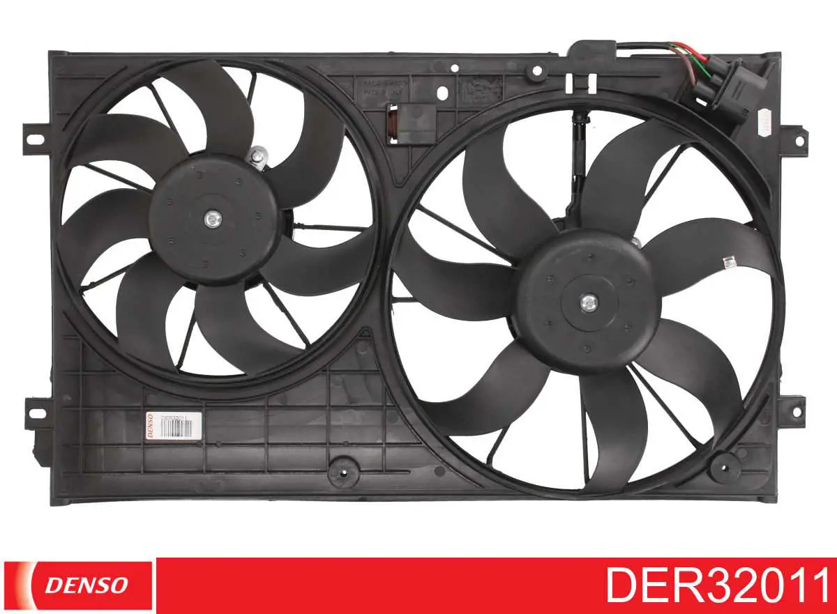 DER32011 Denso диффузор радиатора охлаждения, в сборе с мотором и крыльчаткой
