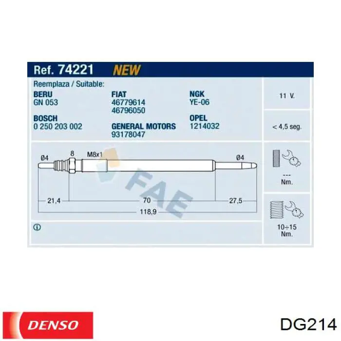 Купить DG214 Denso Свечи накала