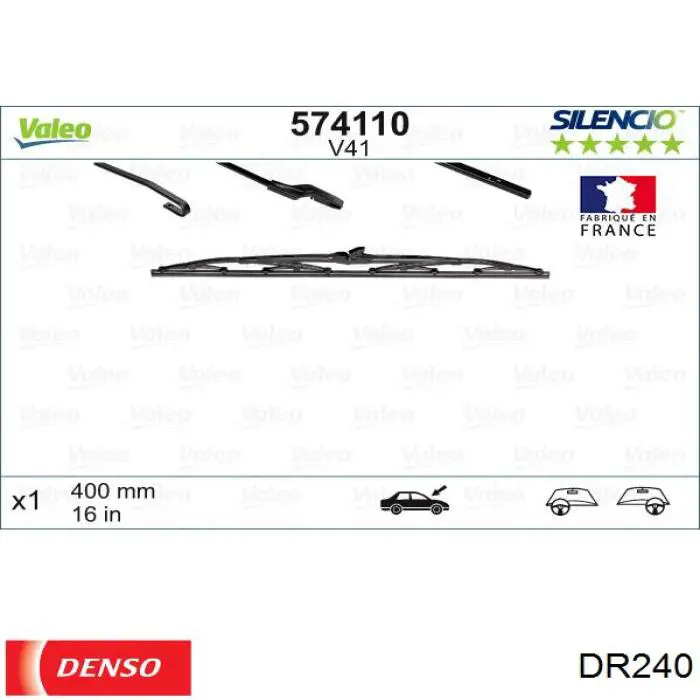 Купить DR240 Denso Щетка-дворник лобового стекла водительская