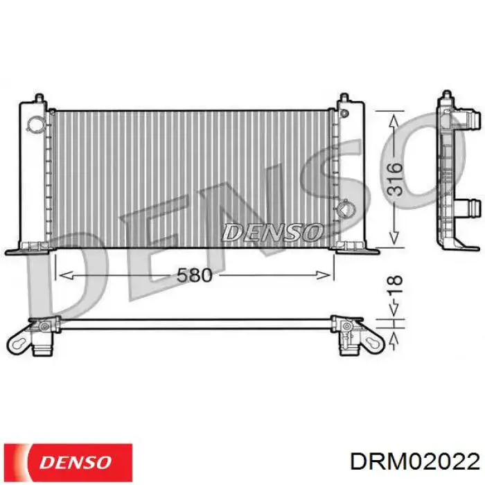 Radiador refrigeración del motor DRM02022 Denso
