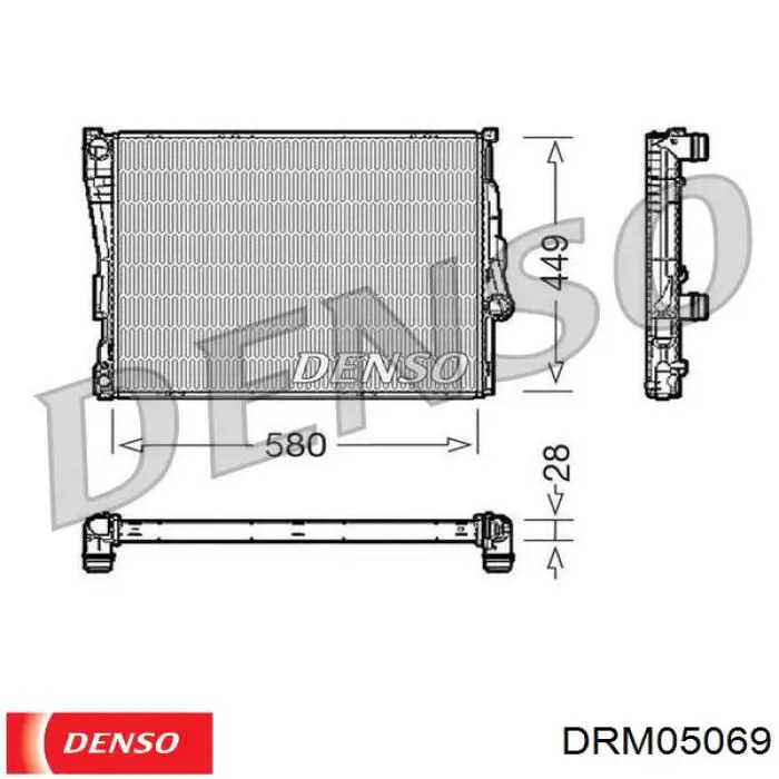 Radiador refrigeración del motor DRM05069 Denso
