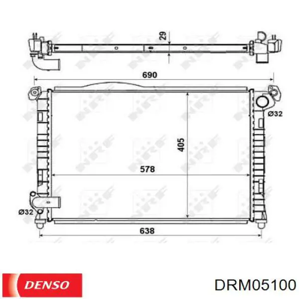 Купить DRM05100 Denso Радиатор водяной