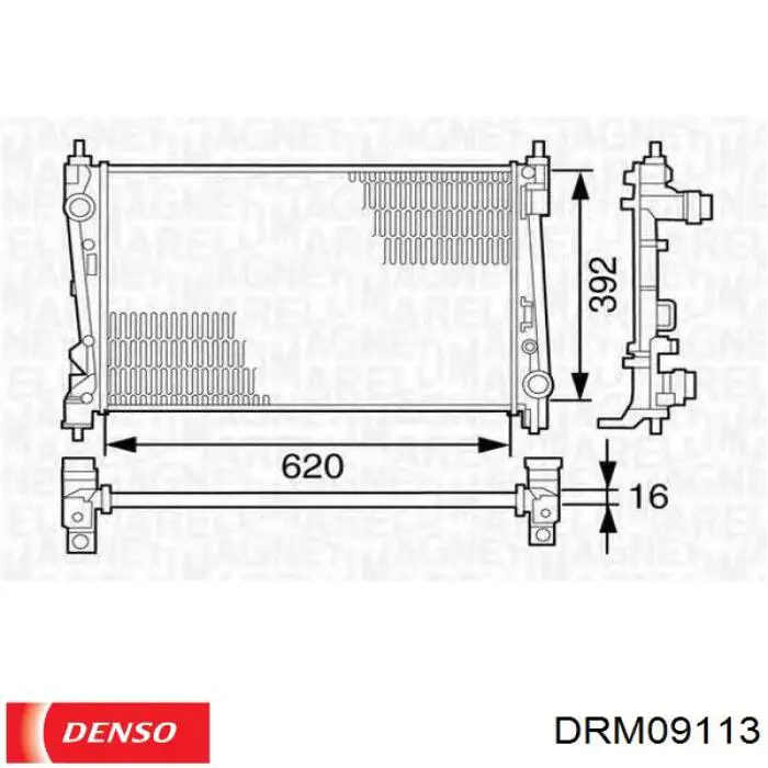 Radiador refrigeración del motor DRM09113 Denso
