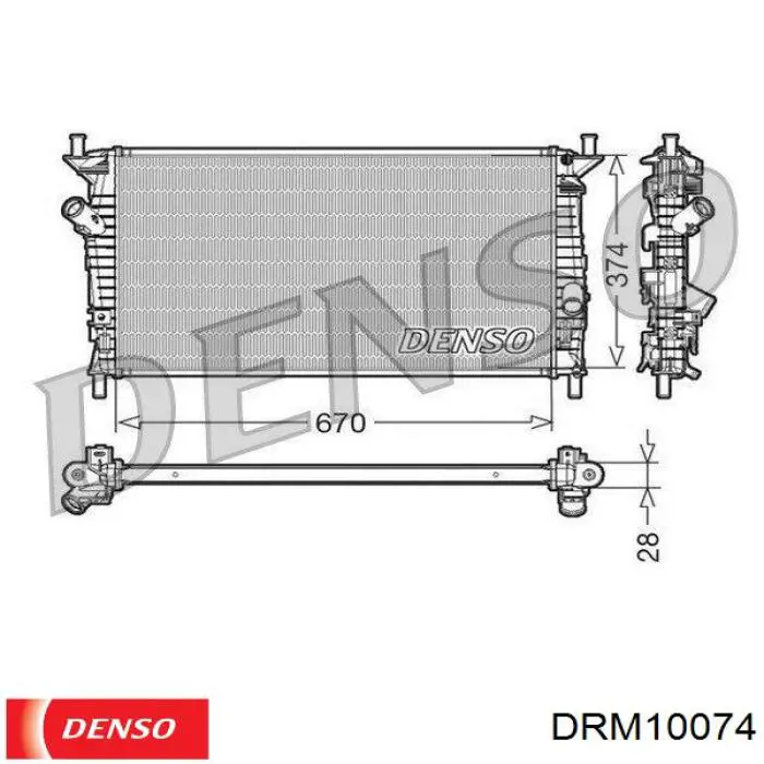 Radiador refrigeración del motor DRM10074 Denso