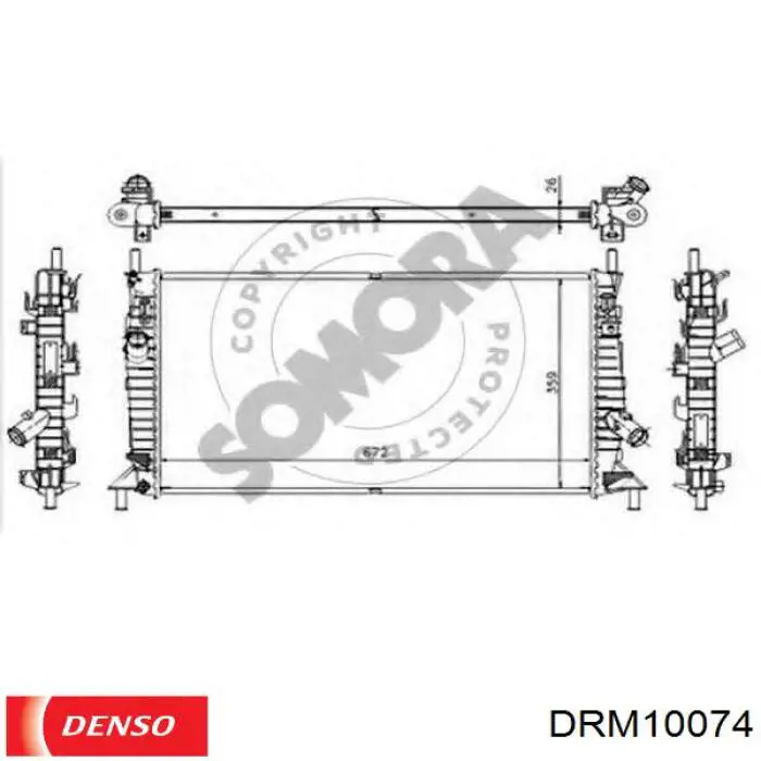 Купить DRM10074 Denso Радиатор водяной