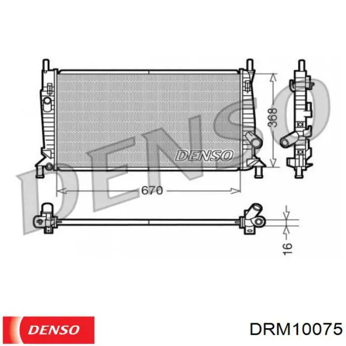 Radiador refrigeración del motor DRM10075 Denso