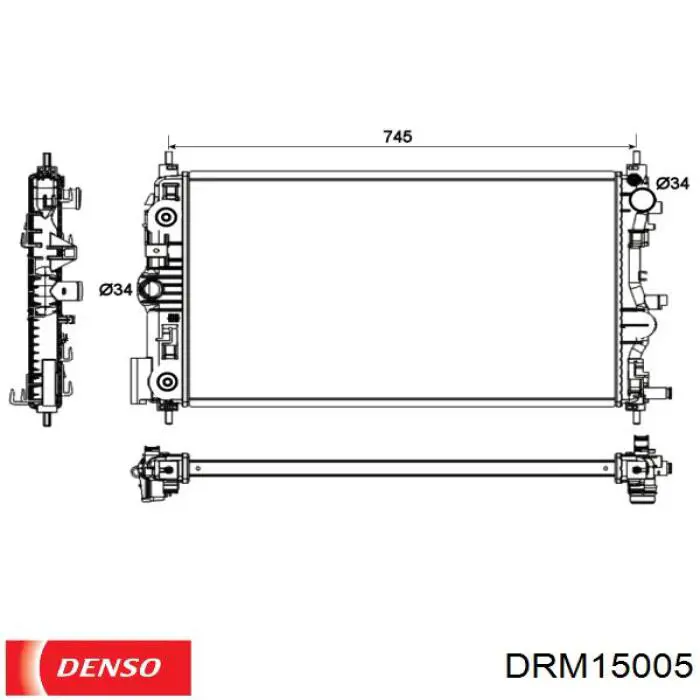 Купить DRM15005 Denso Радиатор водяной