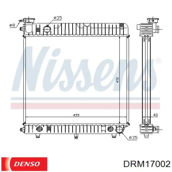 Radiador refrigeración del motor DRM17002 Denso
