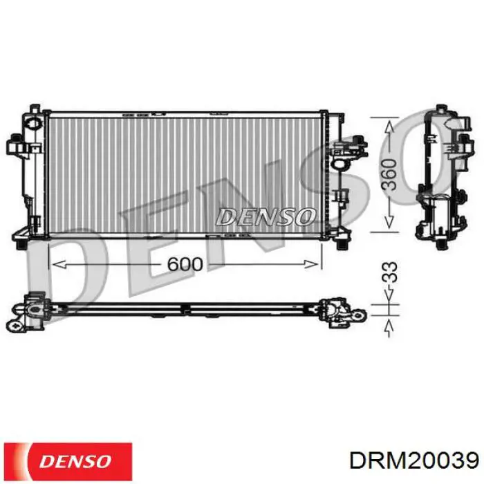 Radiador refrigeración del motor DRM20039 Denso