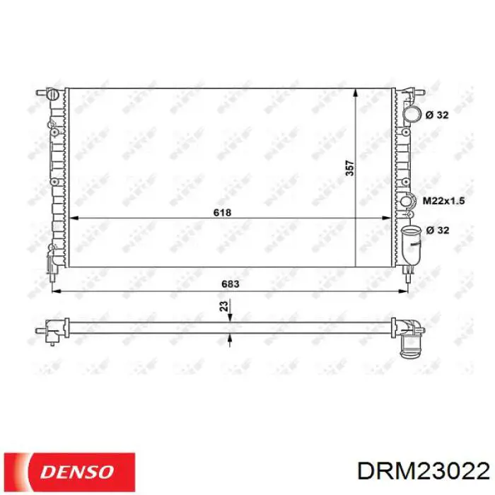 Radiador refrigeración del motor DRM23022 Denso