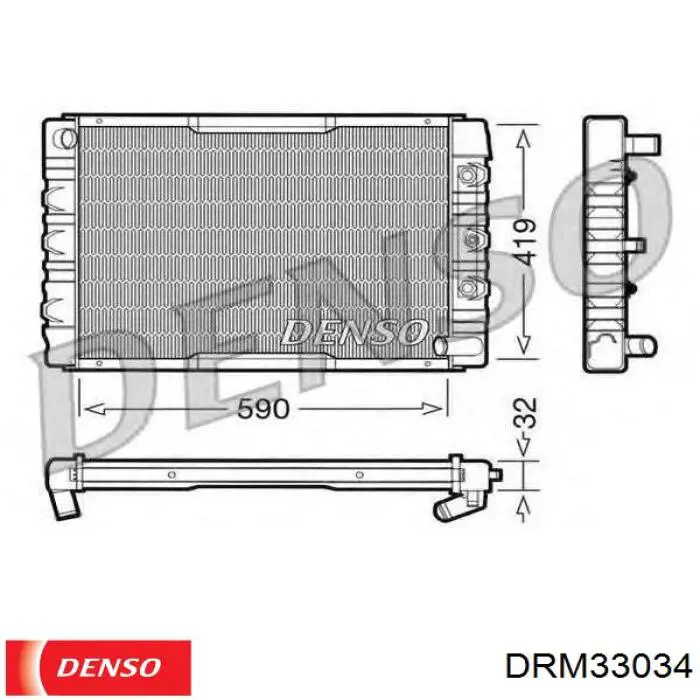 Radiador refrigeración del motor DRM33034 Denso