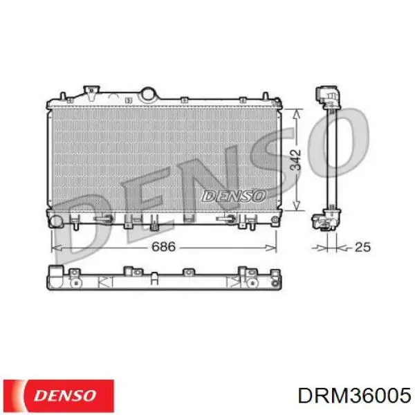 Radiador refrigeración del motor DRM36005 Denso