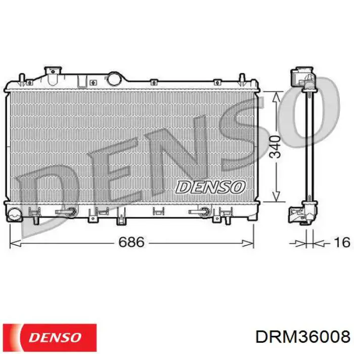 Радиатор охлаждения двигателя Denso DRM36008