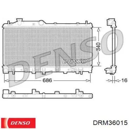 Радиатор охлаждения двигателя Denso DRM36015 цена, от 208.39 USD