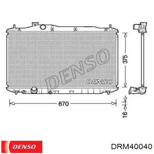 DRM40040 Denso radiador de esfriamento de motor