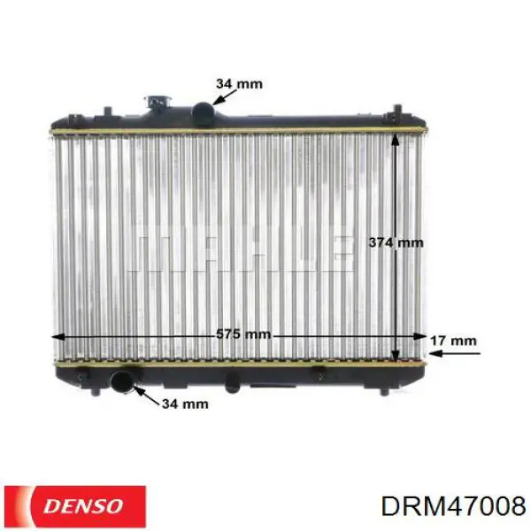 Radiador refrigeración del motor DRM47008 Denso