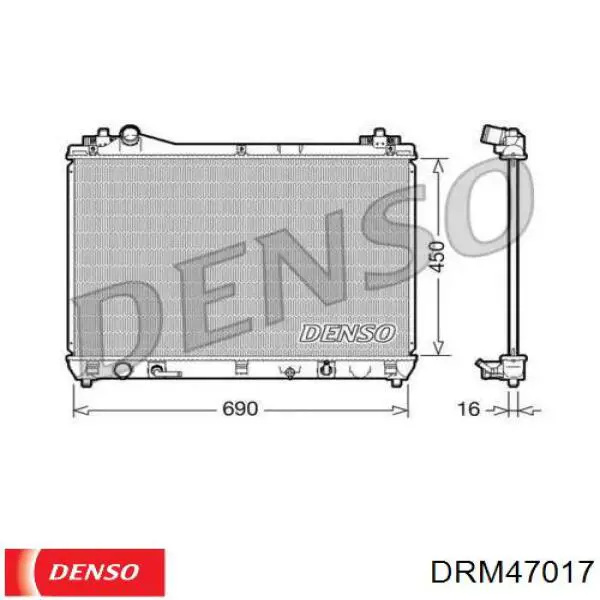 Радиатор охлаждения двигателя Denso DRM47017
