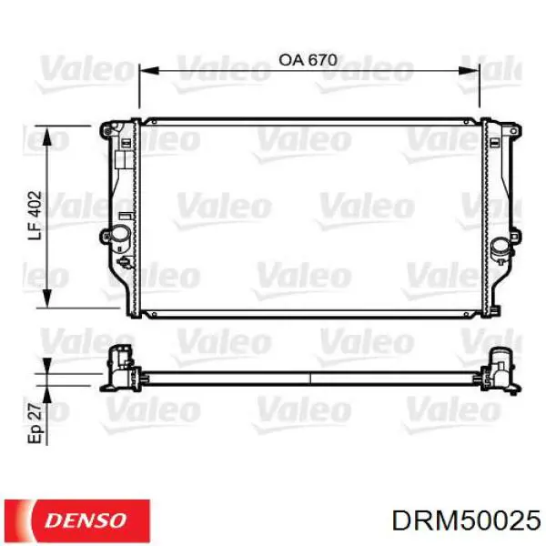 Купить DRM50025 Denso Радиатор водяной