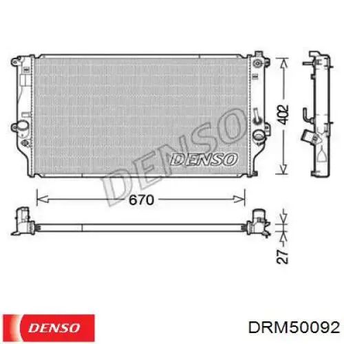 DRM50092 Denso radiador de esfriamento de motor