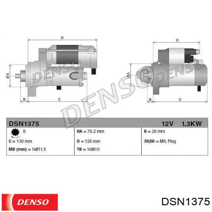 Motor de arranque DSN1375 Denso