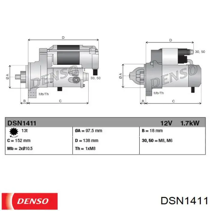 Motor de arranque DSN1411 Denso