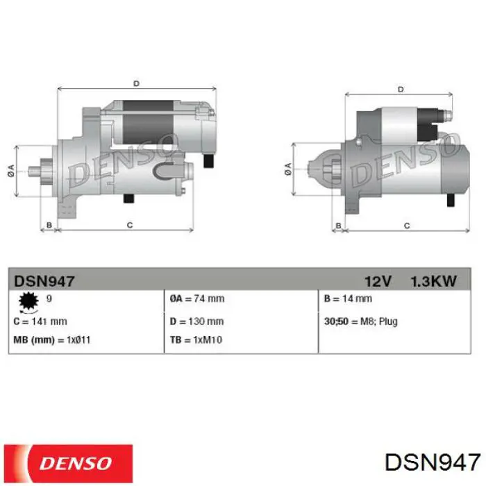 Motor de arranque DSN947 Denso