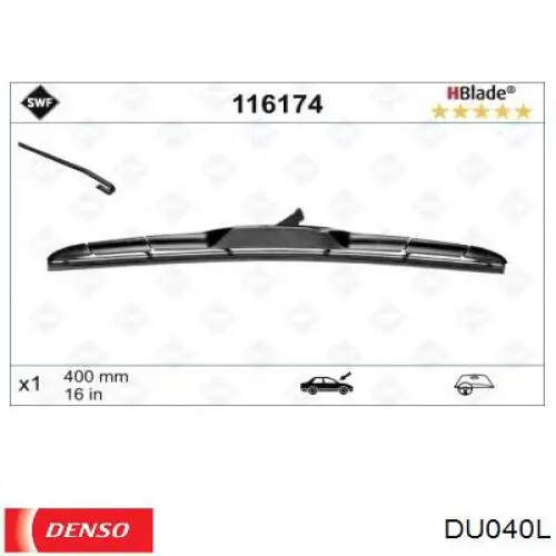Щетка-дворник лобового стекла пассажирская DU040L Denso