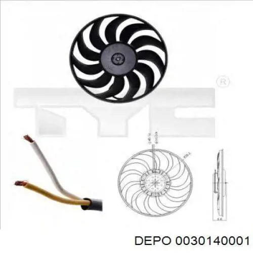003-014-0001 Depo/Loro электровентилятор охлаждения в сборе (мотор+крыльчатка)