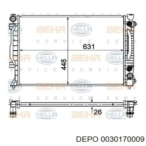 Радиатор охлаждения двигателя Depo/Loro/Abakus 0030170009 цена, от 90.02 USD