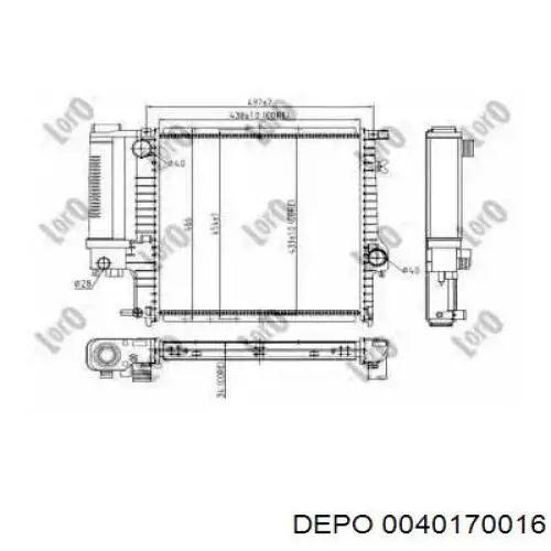 Купить 0040170016 Depo/Loro/Abakus Радиатор водяной