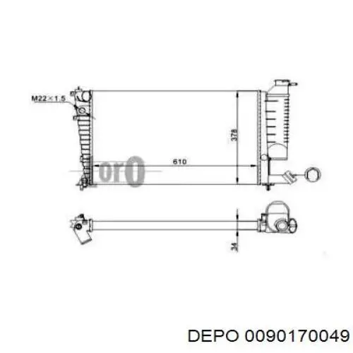 Радиатор 0090170049 Depo/Loro