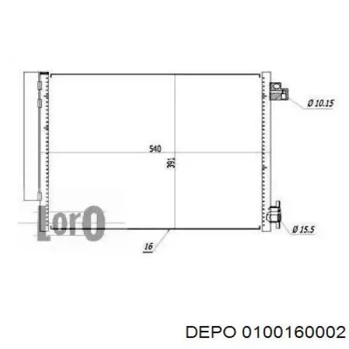 Радиатор кондиционера 0100160002 Depo/Loro