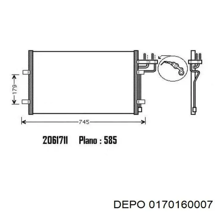 Радиатор кондиционера 0170160007 Depo/Loro