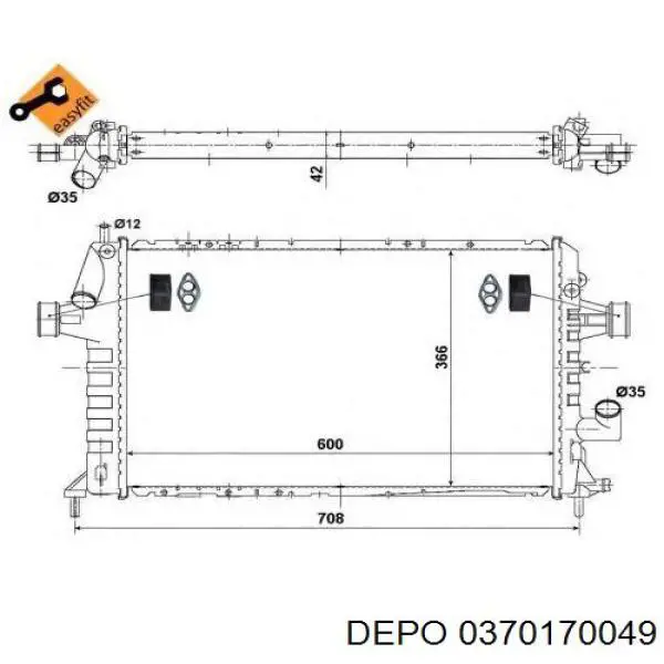 Купить 0370170049 Depo/Loro/Abakus Радиатор водяной