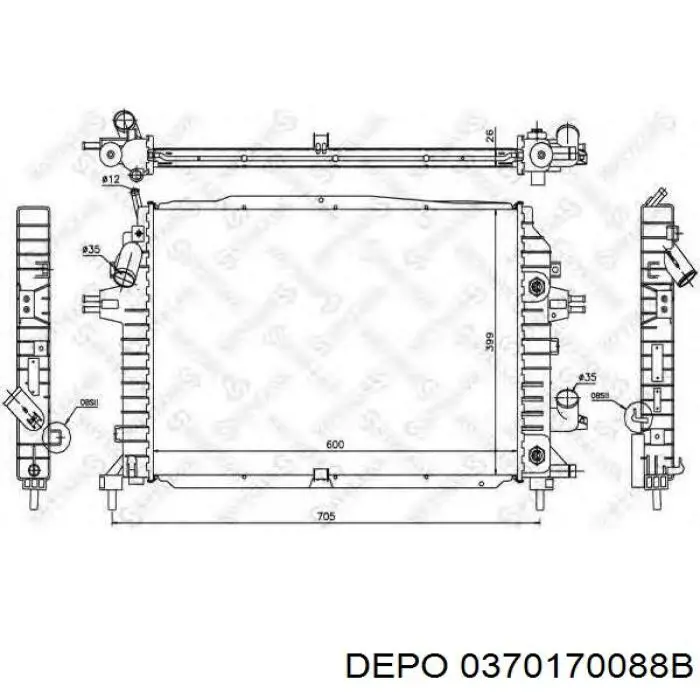 Радиатор 0370170088B Depo/Loro