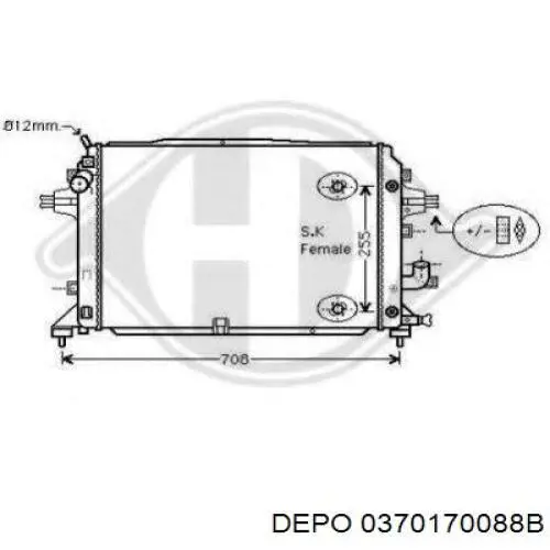 Радиатор 0370170088B Depo/Loro/Abakus