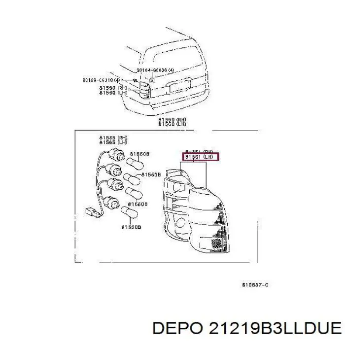 Фонарь заднего хода левый Depo/Loro/Abakus 21219B3LLDUE цена, от 85.91 USD