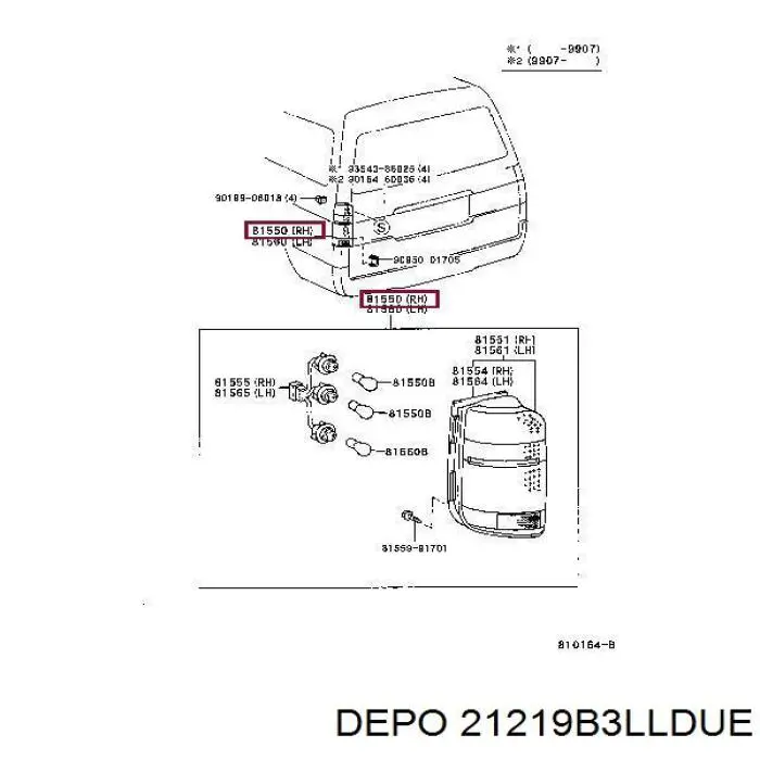 21219B3LLDUE Depo/Loro/Abakus Фара заднего хода левая