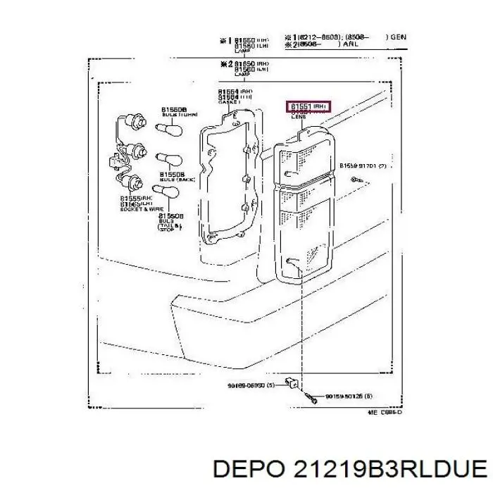 Фонарь задний правый 8155126410 Toyota