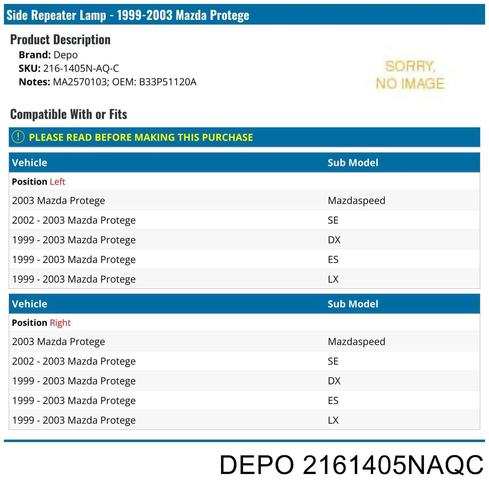 Повторитель поворота на крыле 2161405NAQC Depo/Loro