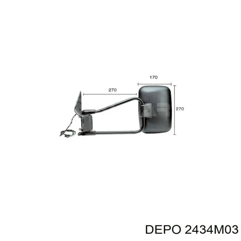 Левое боковое зеркало 2434M03 Depo/Loro