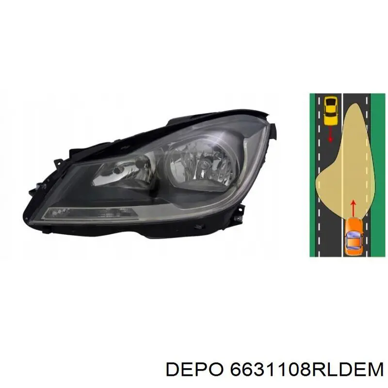 Правая фара 6631108RLDEM Depo/Loro/Abakus