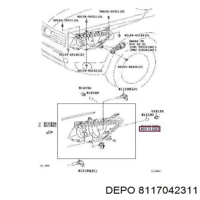 Фара левая 8117042311 Depo/Loro