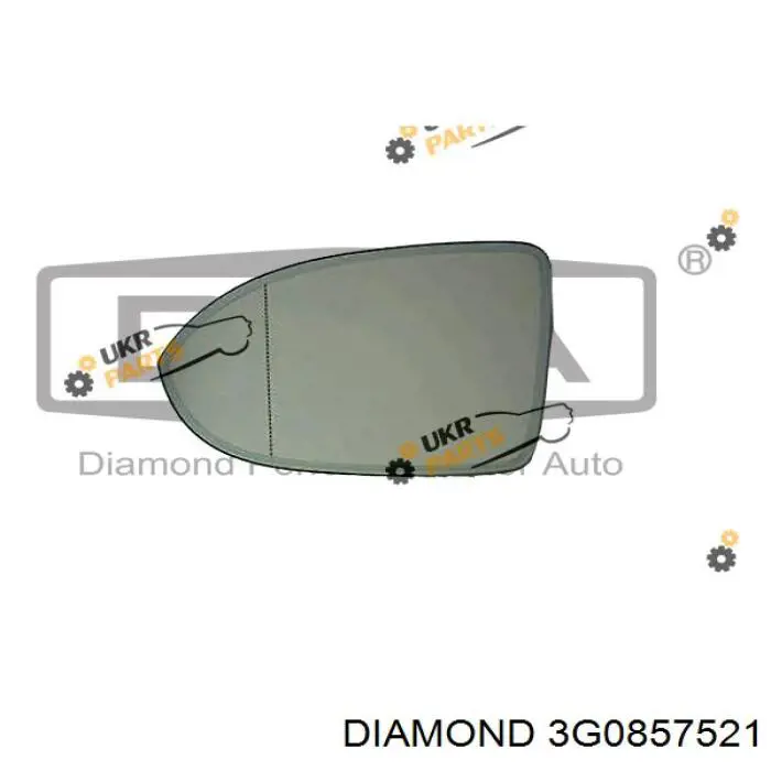 Зеркальный элемент зеркала заднего вида левого 3G0857521 Diamond/DPA